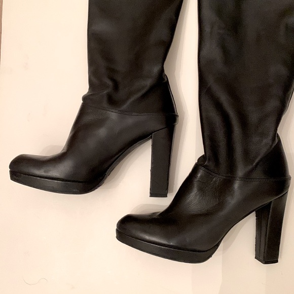 Stuart Weitzman Black Tall Platform Chunky Heel Soft Leather Knee Boot Celeb 🖤 - Picture 12 of 16